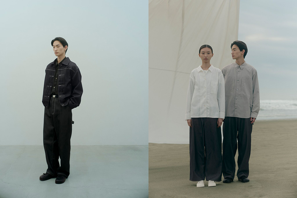 左边是牛仔风格的夹克和工装裤,右边女生穿的是“牛仔风格 桶型裤”