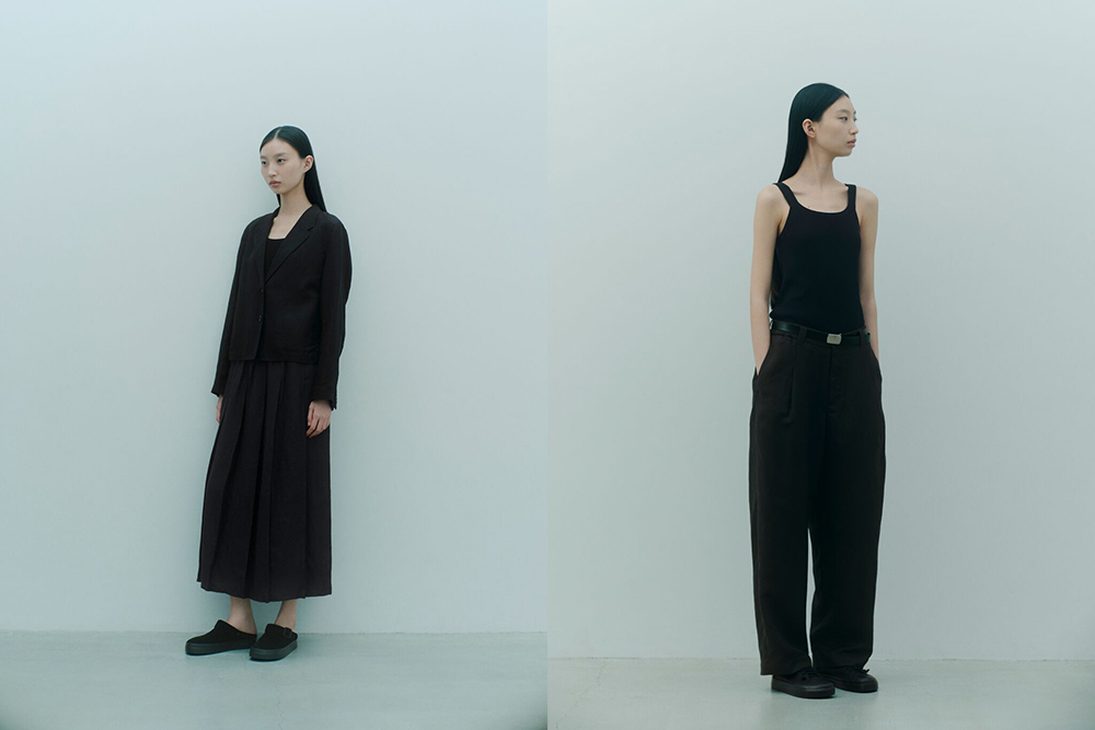 左边是“棉混亚麻 莱赛尔 短款夹克”,右边是“亚麻混 莱赛尔 抽褶宽版裤”