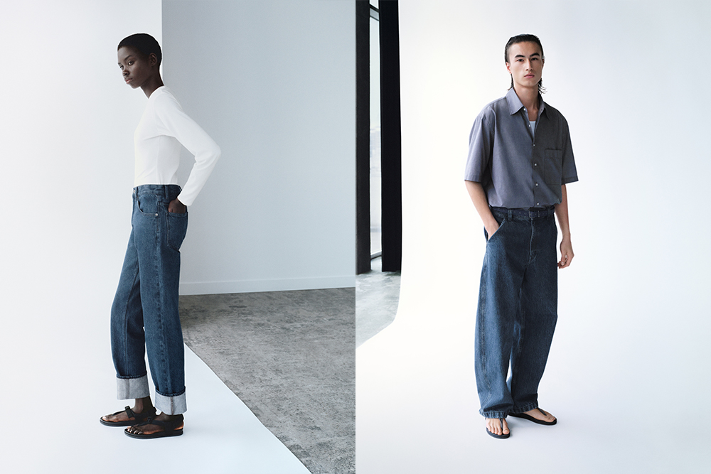 高腰牛仔裤 484037(左)和宽松窄口牛仔裤 482874