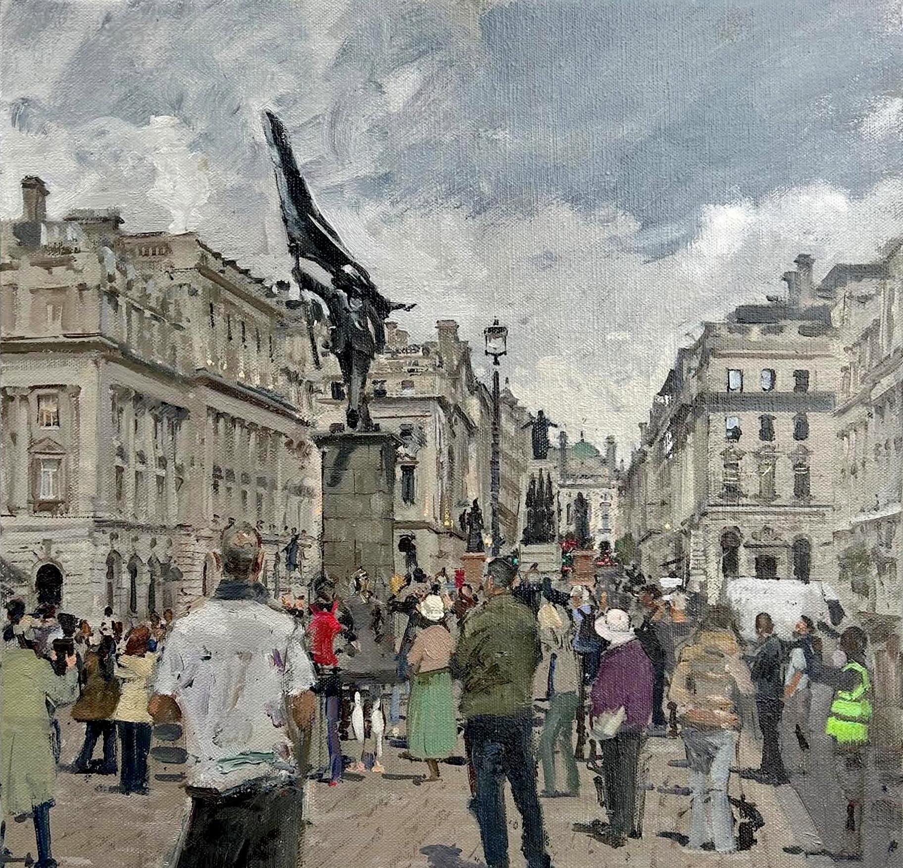 Banksy 也分享了艺术家 Peter Brown(Pete the Street)画的一幅作品,Peter Brown 表示“Banksy 这作品也太棒了,我怎么可能不画出来呢”