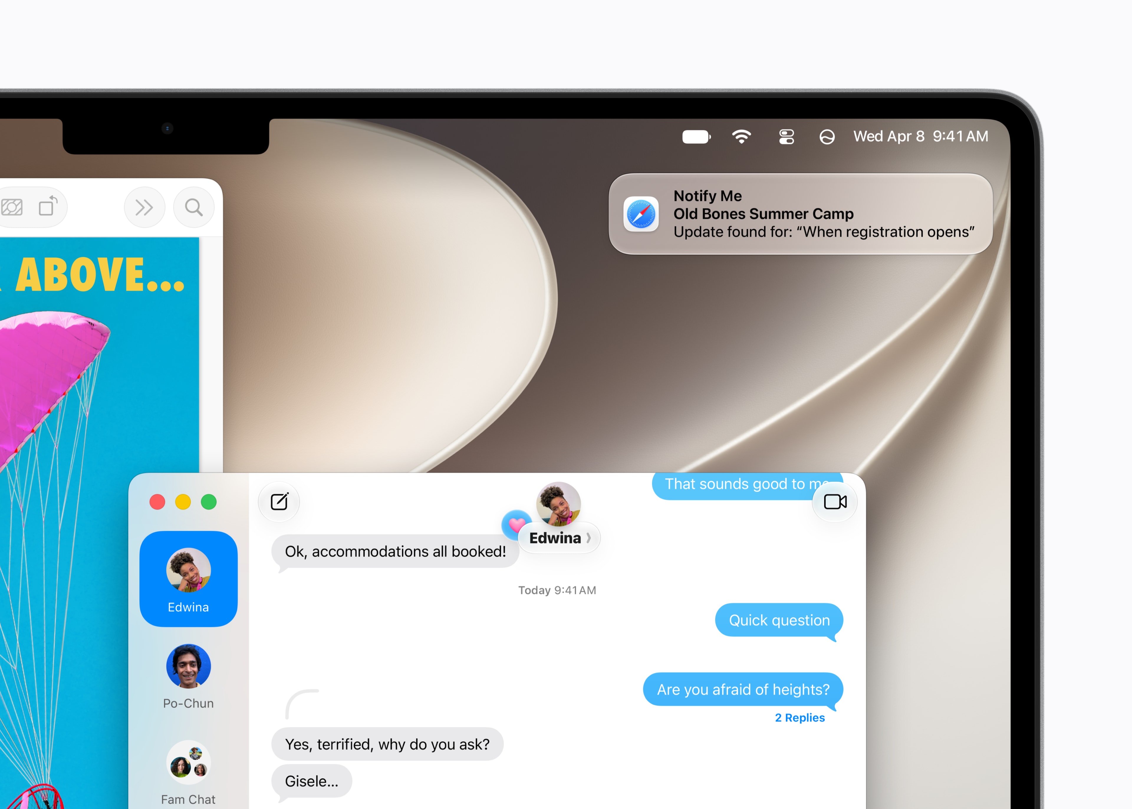 用户可以要求 Safari 关注某个网页的变更,然后通过 Notify Me 功能通知自己