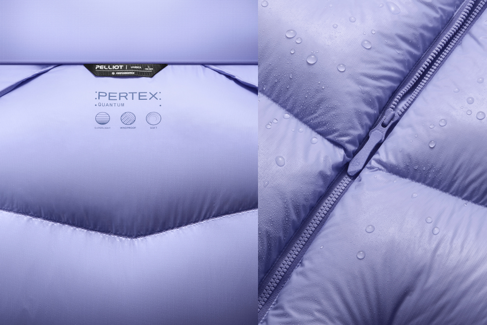 专为高山轻型户外装备而生的超轻高密面料 Pertex Quantum 系列,具备了高强度、防钻、防泼等一系列特性